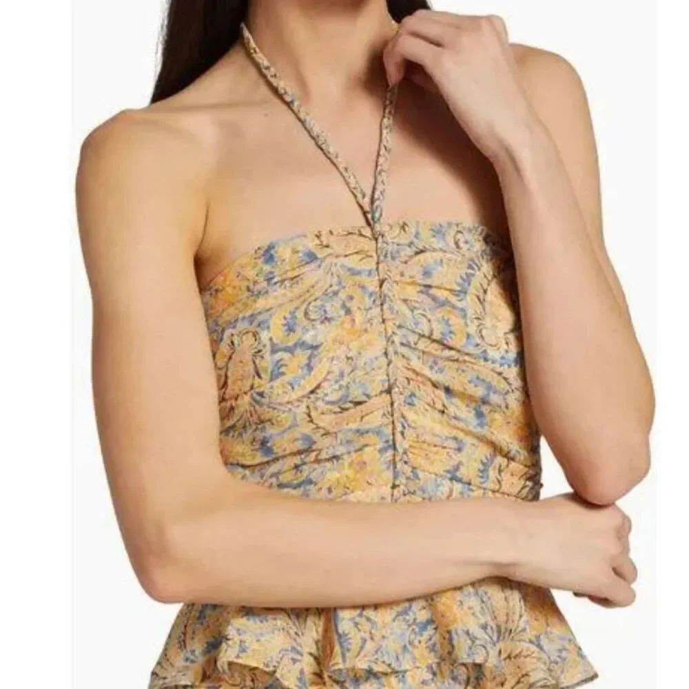 NWOT Veronica Beard Arienne Gathered Halterneck Top size 12